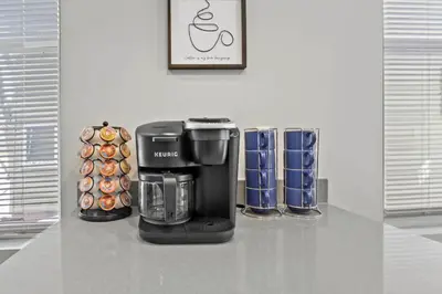 a coffee maker sitting on top of a counter at Massive home downtown with Hot Tub in Columbus