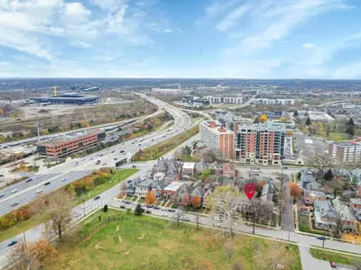 an aerial view of a city with a highway at The Goodale Retreat - 2 BR 2Bath in Columbus
