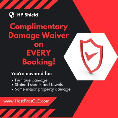 a poster for a emergency damage worker on every booking at Near CLE Clinic - Long term stays accepted in Shaker Heights