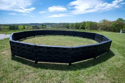 a large circle in the grass in a field at Charming Tented Cabin Placed in a Selcuded Area in Logan, Ohio in Logan