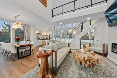 a living room with a white couch and a table at Adamina Canyon Luxurious, Canyon View 5BR,3BTH in Rockbridge