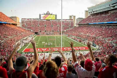 a crowd of people in the stands at a football game at The City View Suite Garage Parking Top Floor! in Columbus
