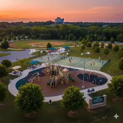 an aerial view of a playground at a park at Stillwater Hollow - For 10! in Williamstown