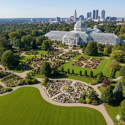 an overhead view of a conservatory with a park at Classic Charm on Ashland - For 8 in Columbus