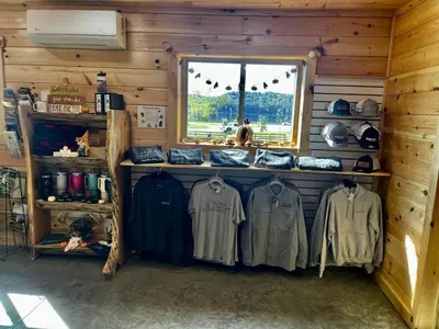 a room with a counter with shirts and a window at Two Person A-frame near Tappan Lake, Ideal to Reconnect with Nature in Ohio in Deersville