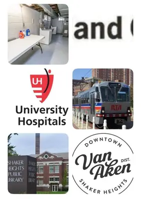 a group of four different logos for different buildings at Shaker Heights Apartment near Cleveland Clinic in Shaker Heights