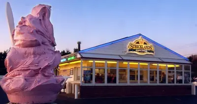 a restaurant with a ice cream cone in front of it at Akron 2 Bed 1 Bath Mountain Oasis Dog Friendly in Akron