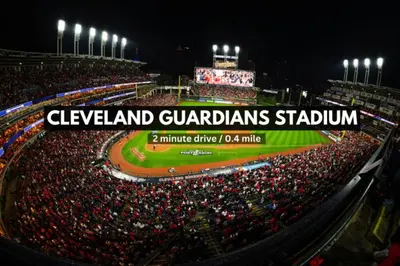 a crowd of people at a baseball game at night at Cityview Escape • Stylish 1BR+Gym & Parking $ in Cleveland