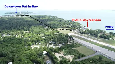 an aerial view of the perimeter of a park in bay counties at Put-in-Bay Waterfront Condo #202 in Put-in-Bay