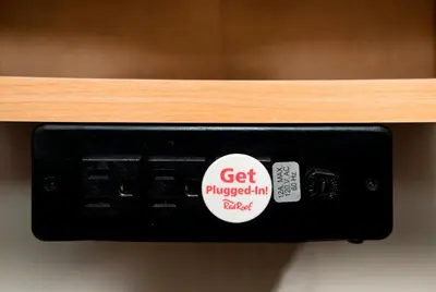 a black object with a sticker on it at Red Roof Inn Cleveland Airport - Middleburg Heights in Middleburg Heights